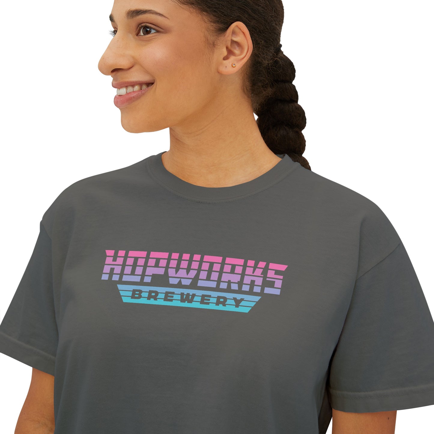 Cotton Candy Sunset Women's Boxy Crop Tee