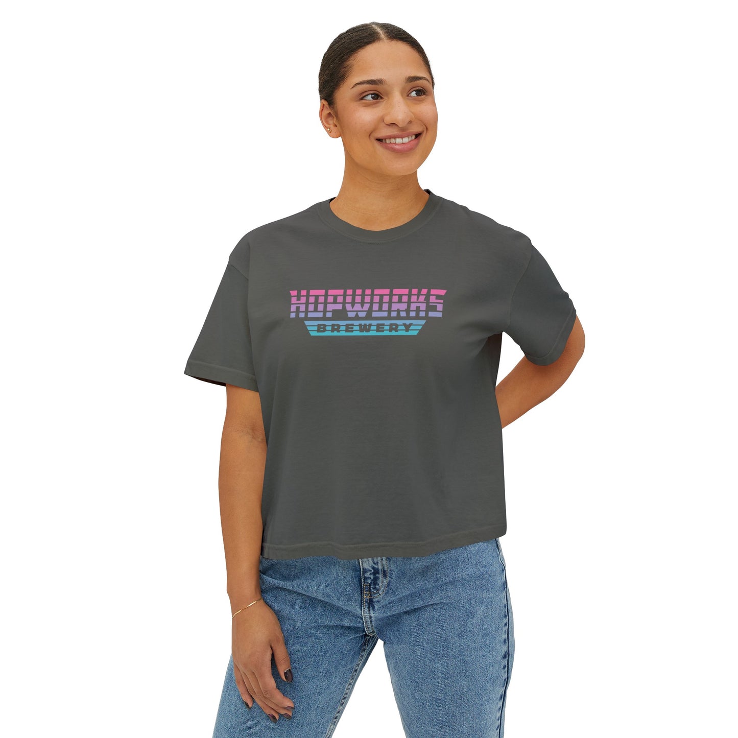 Cotton Candy Sunset Women's Boxy Crop Tee