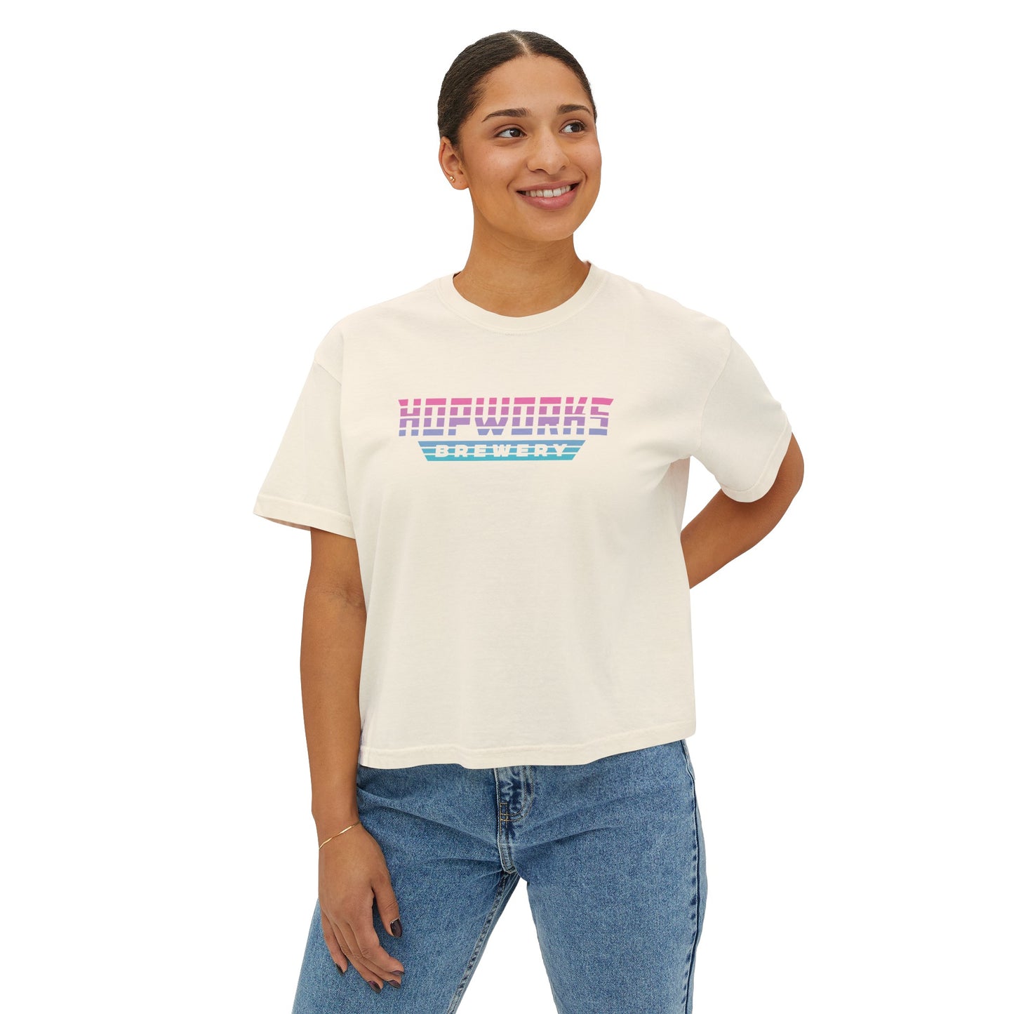 Cotton Candy Sunset Women's Boxy Crop Tee