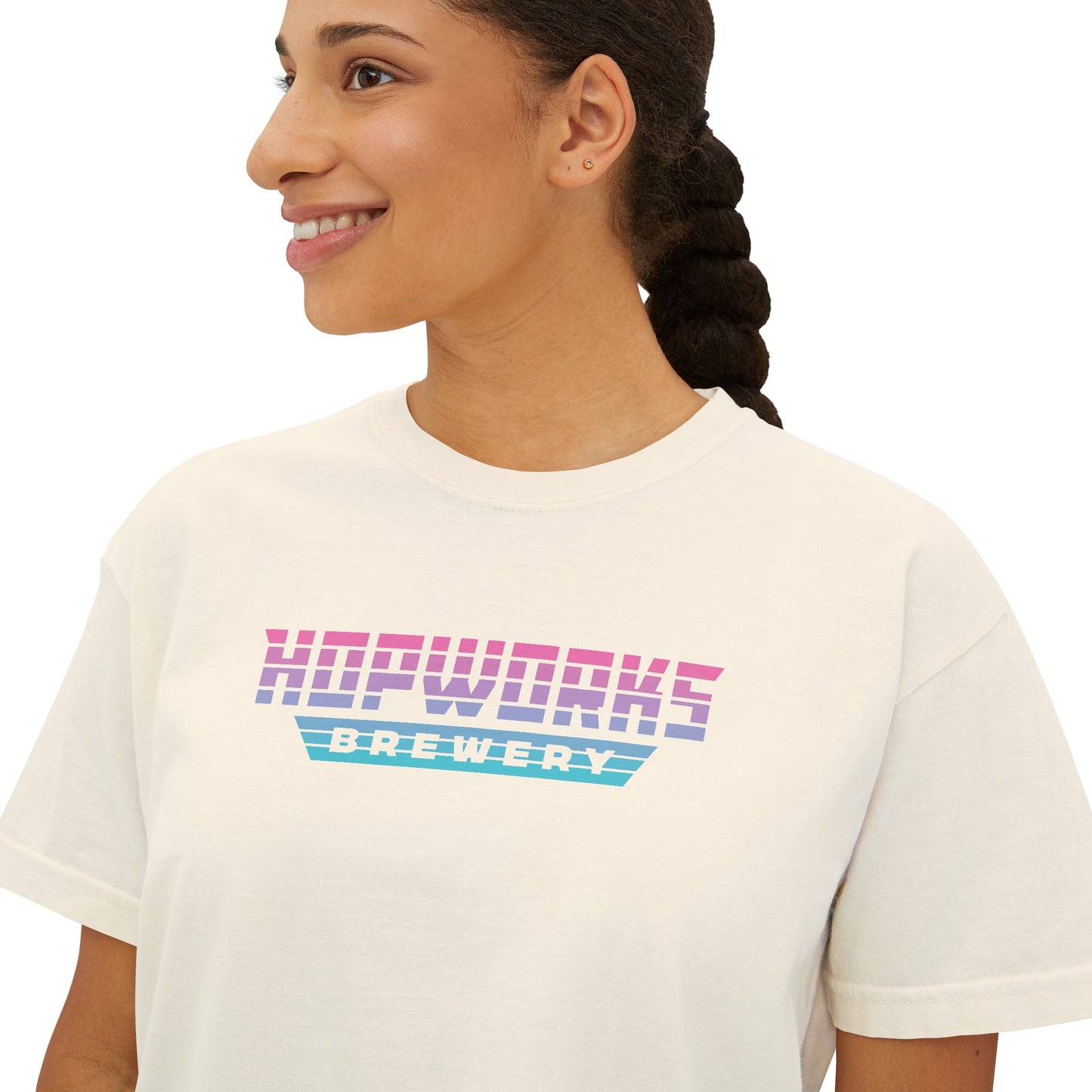 Cotton Candy Sunset Women's Boxy Crop Tee