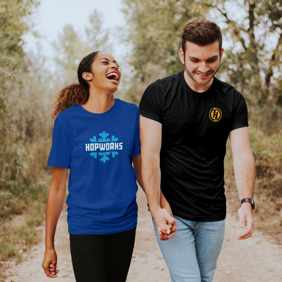 Hopworks Abominable Shirt in Blue w a Snowflake