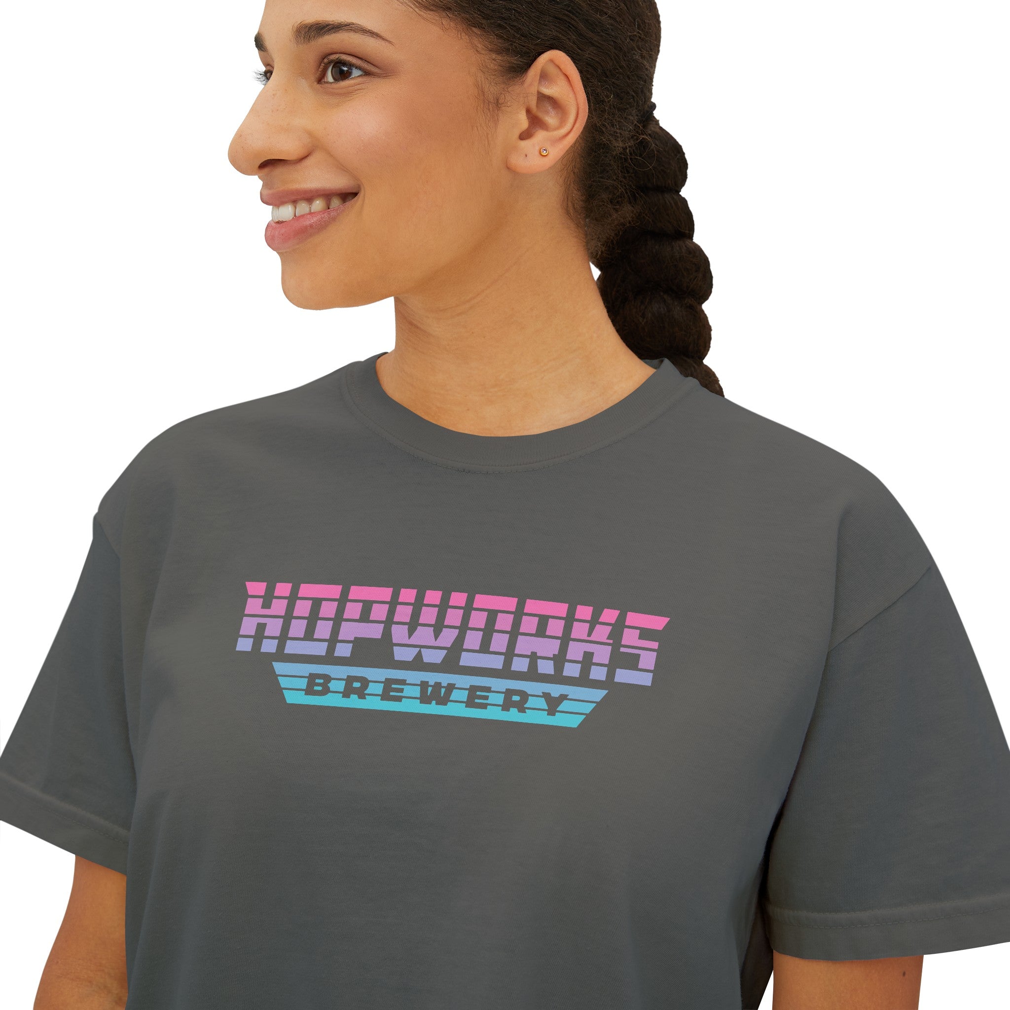 Cotton Candy Sunset Women's Boxy Crop Tee