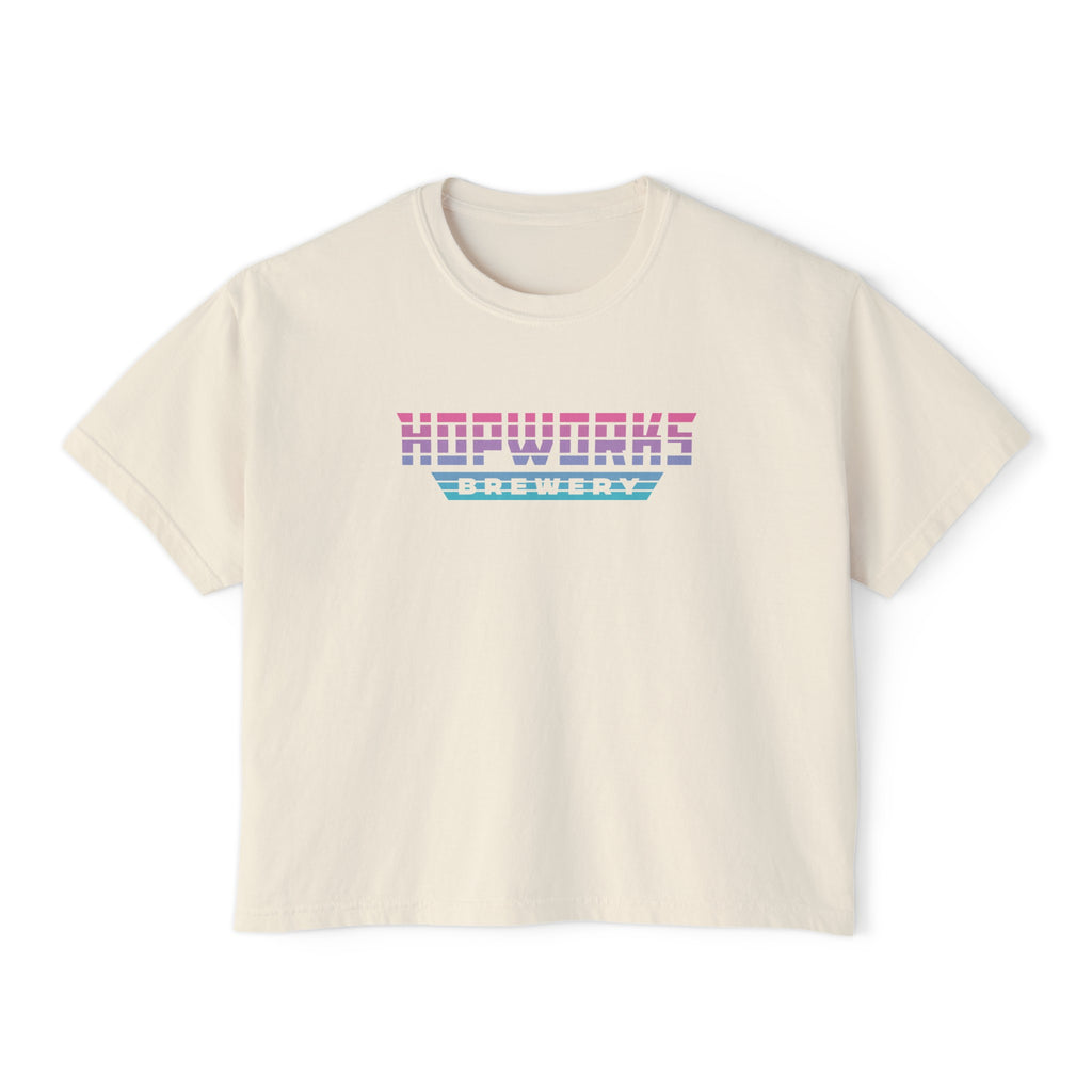 Cotton Candy Sunset Women's Boxy Crop Tee