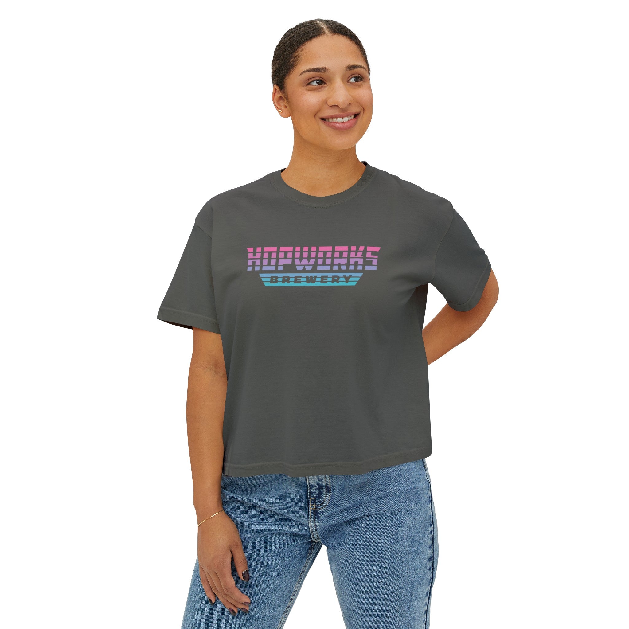 Cotton Candy Sunset Women's Boxy Crop Tee